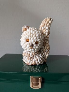 Vintage 90's Seashell Encrusted Cat Figurine